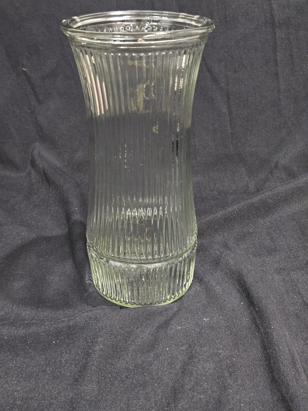 VTG Hoosier Glass Vase 4089-B Clear Vertical Ribbed Fluted Flower Bouquet 10"